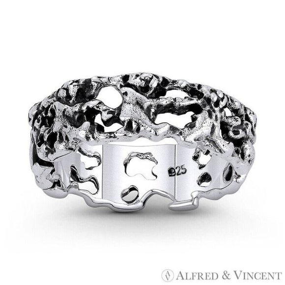 Teddy Bears Holding Hands Band Eternity Ring in .925 Sterling Silver - Size 6 - Picture 1 of 1